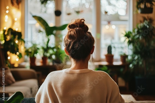 Relaxing Indoors With Plants in a Cozy Setting During Daylight Hours