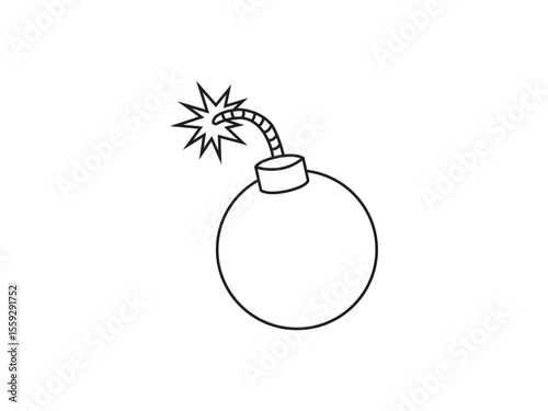 Simple Black Line Art Bomb Illustration. Continuous line drawing of a bomb, object, one line, single line art, vector illustration. Bomb explosive device line art vector icon.