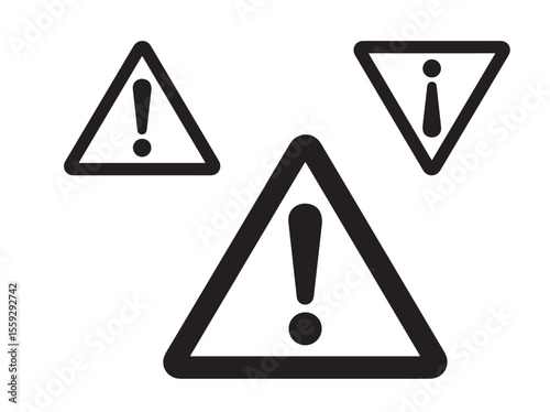 Warning line icon. Attention sign. Vector illustration isolated on white background. warning triangle with an exclamation point. coloring Warning Triangle Icon with Exclamation. 