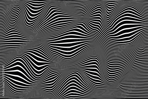 Swirl hypnotic black and white wave pattern. Monochrome abstract background. Vector flat geometric illustration.Template design for banner, website, template, leaflet, brochure, poster.