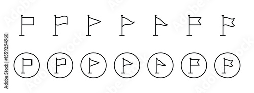 Flag icon set. Different flag set in line icons.. Waving flag icon.  flag icon vector sign symbol.