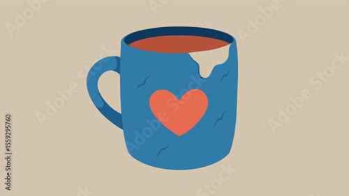 The handpainted ceramic mug cracked with age held the memories of a first date and the beginning of a lifelong love story.. Vector illustration