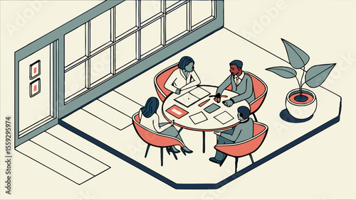 Business Team Meeting Around a Table in Modern Office.
