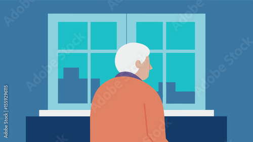 Lack of Access to Healthcare The elderly person looks out the window knowing that their limited mobility and lack of social support makes it difficult to access necessary. Vector illustration