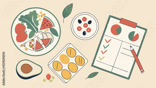 Healthy Eating Plan with Fruits Vegetables and Dietary Tracking.