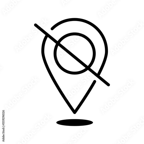 disable location icon.  Invalid location signs. Prohibited locations symbols	
