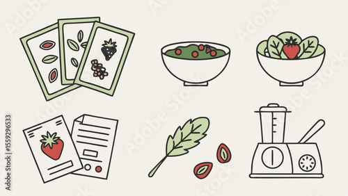 Illustrated Guide to Homemade Strawberry Smoothie Preparation.
