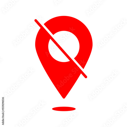 disable location icon.  Invalid location signs. Prohibited locations symbols	