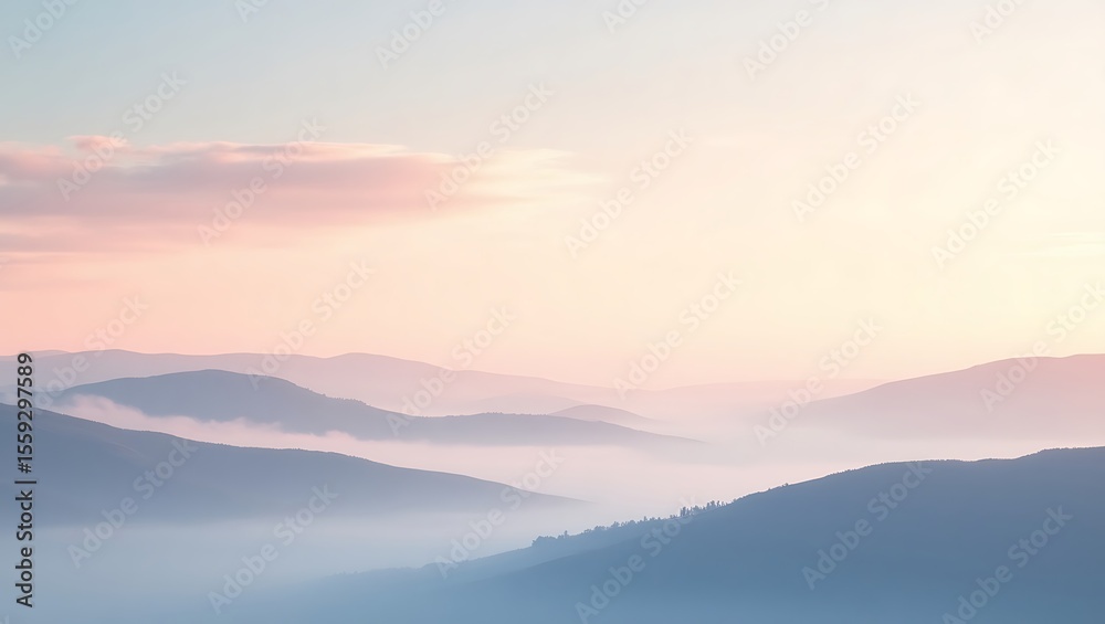 Obraz premium Background of Soft-Focus Highland Panorama at Dusk