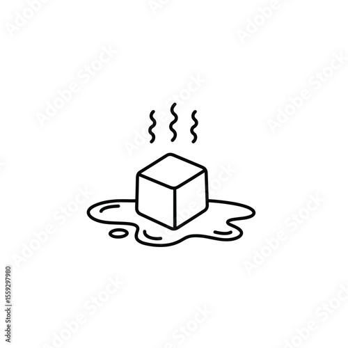 Melting ice cube line icon for climate heat