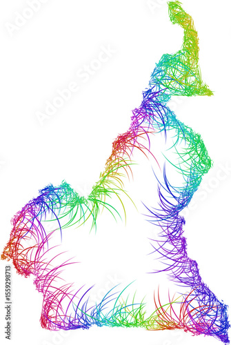 Rainbow sketch outline map of Cameroon 