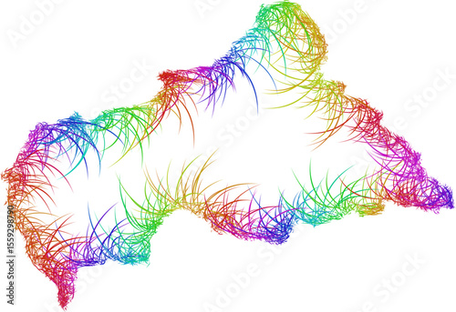 Rainbow sketch outline map of Central African Republic 