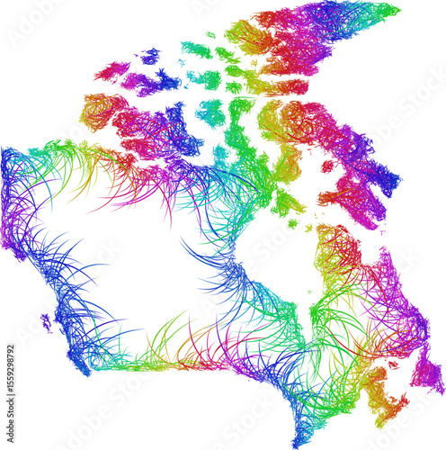 Rainbow sketch outline map of Canada 
