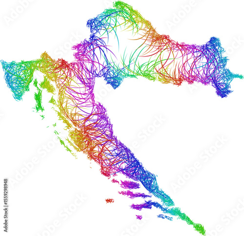 Rainbow sketch outline map of Croatia 