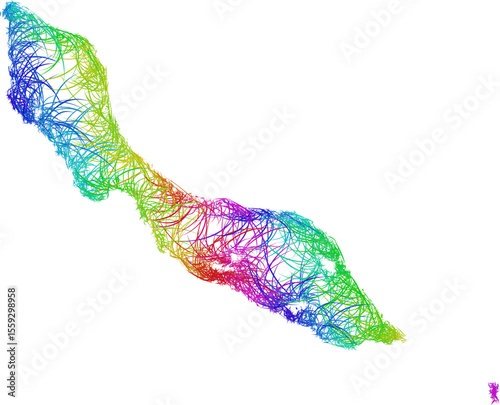 Rainbow sketch outline map of Curacao 