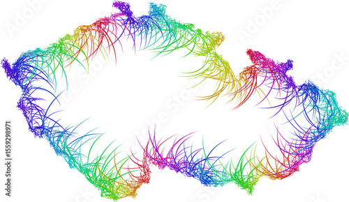 Rainbow sketch outline map of Czech Republic 