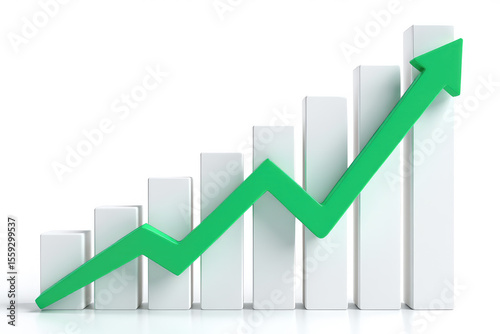 Ascending Bar Graph with Green Arrow Illustrating Growth and Progress in Business and Finance, Representing Positive Trends and Upward Trajectory on White Backdrop Free Download Ascending Bar Graph with Green Arrow Illustrating Growth and Progress in Business and Finance, Representing Positive Trends and Upward Trajectory on White Backdrop - GFXLoad