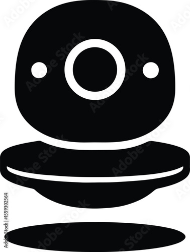 Silhouette Deep Sea Diver Helmet monochrome vector Illustrator