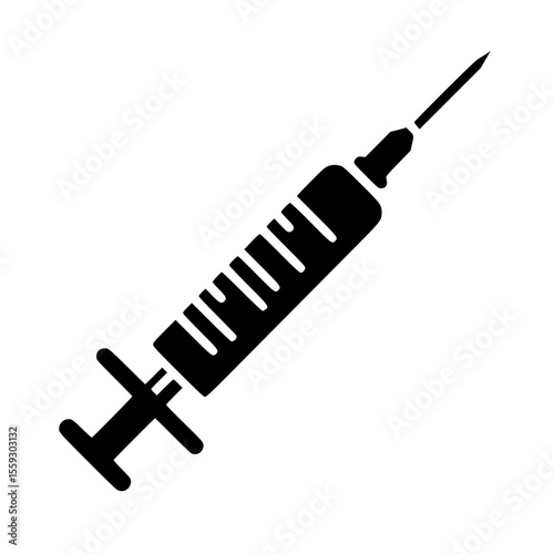 Minimalist Black SVG Silhouette of a Vaccine Syringe for Medical and Health Awareness Designs