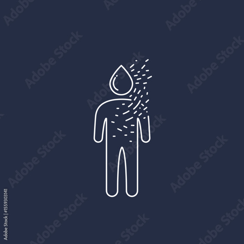 Minimal person dehydrating with water drop icon