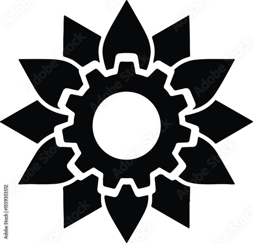 Silhouette Gear flower abstract logo design vector Illustrator