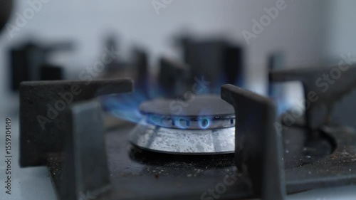 heating element on stove, efficient gas cooking, culinary fire source, home stove flame, portable gas burner in use, domestic kitchen burner, energy flame for cooking, controlled gas flame, cooking
