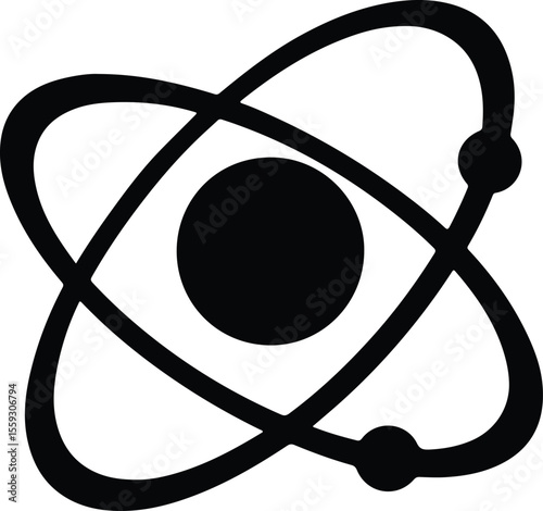 Silhouette of atom symbol simple science icon vector Illustrator