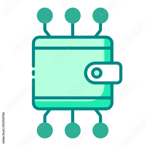 wallet green filled line icon for online payment and transaction system