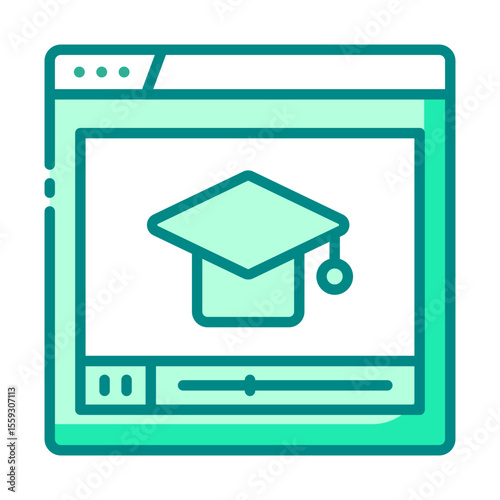 education green filled line icon for internet course and study session