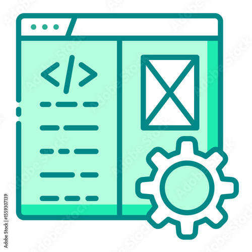web service green filled line icon for internet-based platform task