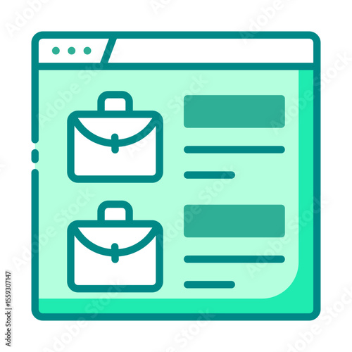 job portal green filled line icon for online career find and apply