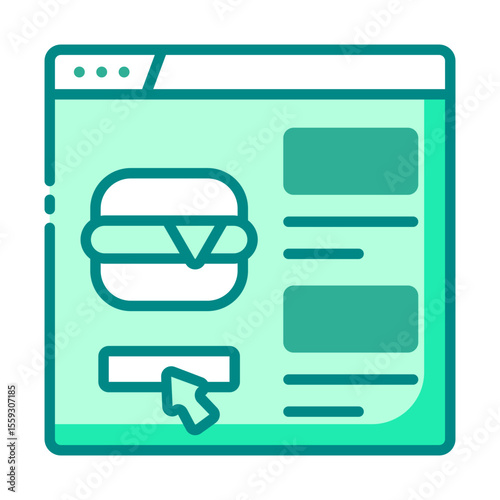 order food green filled line icon for online meal request and delivery app
