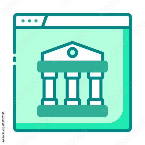 Online banking green filled line icon for finance transfer and digital account