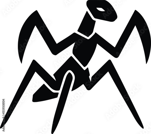 Silhouette praying mantis insect simple minimal design vector illustrator