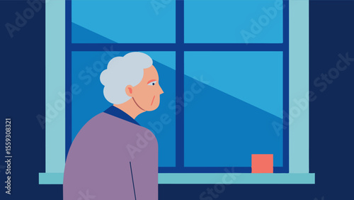 Financial Struggles The elderly person looks out the window worrying about how they will make ends meet with their limited income. The burden of financial struggles weighs heavily. Vector illustration