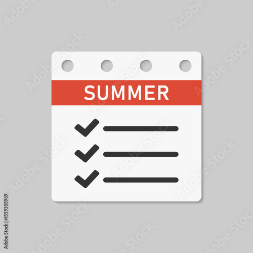 Page calendar season summer, to-do list, checklist