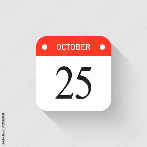 Vector icon page day calendar - 25 October month