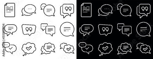 Rough and Hand-Drawn Speech Bubbles in Dual-Tone Design. Vector illustration.