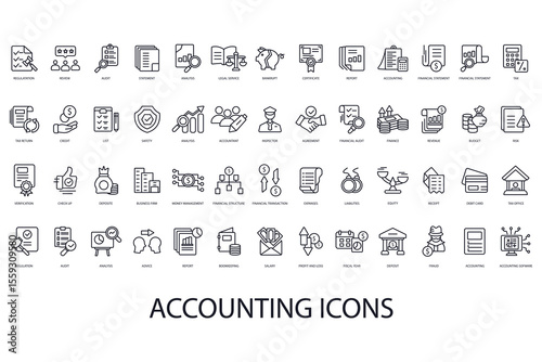 accounting icon set collection .design style with background