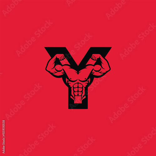 "Bodybuilder Inside Letter Y Logo