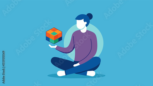 Fidget Toys A person using a stress ball or textured fidget cube to help reduce anxiety and increase focus and attention.. Vector illustration