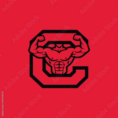 "Bodybuilder Inside Letter C Logo
