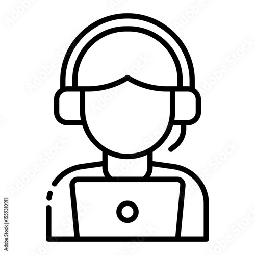 support outline icon for user call and online service guide