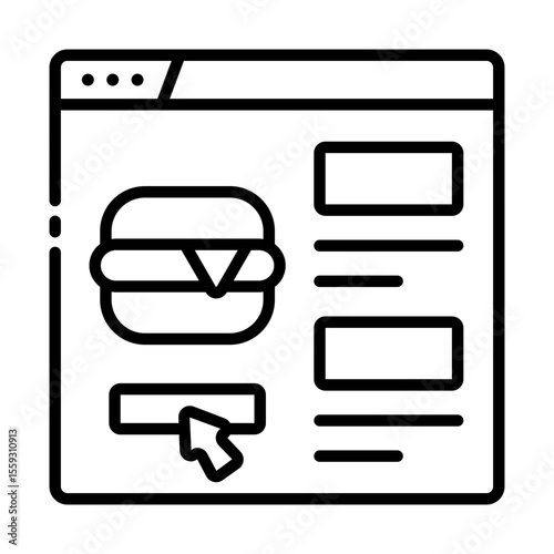 order food outline icon for online meal request and delivery app