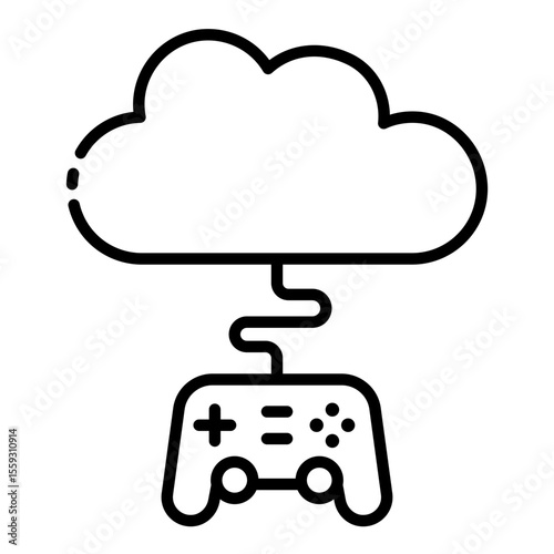 cloud gaming outline icon for online play and remote game
