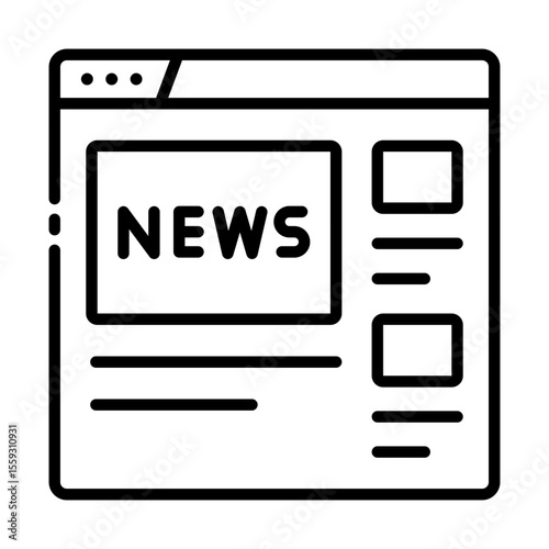 Online news outline icon for online update and headline feed read