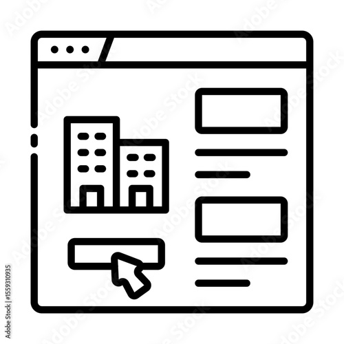 booking outline icon for online hotel find and room reserve