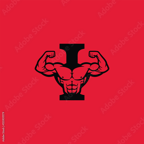 "Bodybuilder Inside Letter I Logo