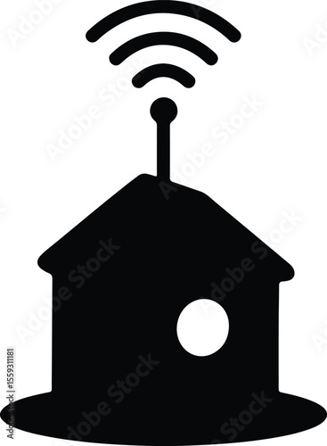 Silhouette smart house wireless connection vector Illustrator