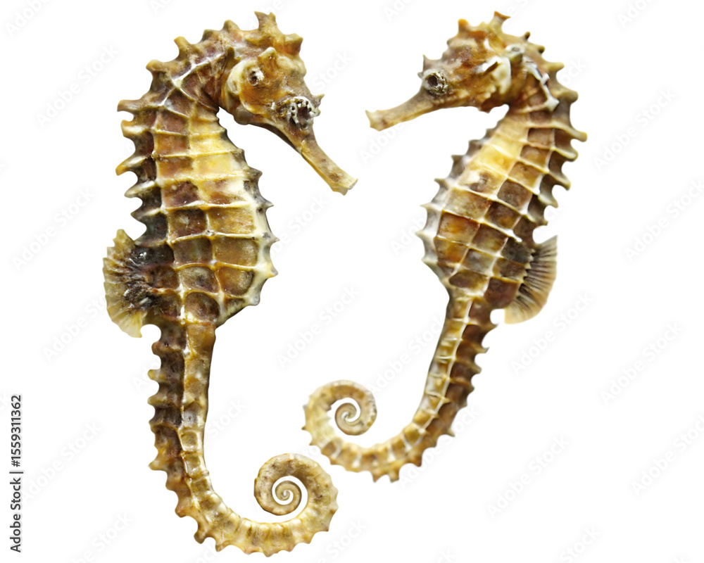 Obraz premium close up of a beautiful seahorse with intricate isolated on white background PNG ,AI GENERATED